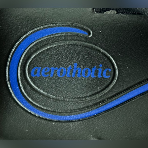 Aerothotic Blue Black Size 8 Flip Flops Matte Gloss Metallic Sandals NEW - Picture 13 of 14